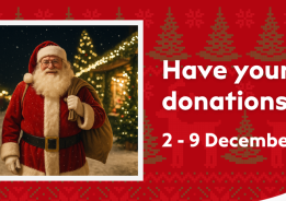 Big Give Have your Christmas donations doubled banner, showing two Santas